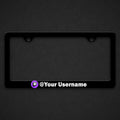 Black plate frame with the Twitch icon and @Your Username in white along the bottom