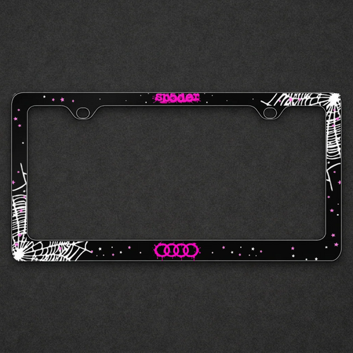 Sp5der Audi Plate Frame on a charcoal textured background